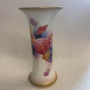 Vintage Royal Worcester Porcelain Trumpet Vase - Hand-Painted
