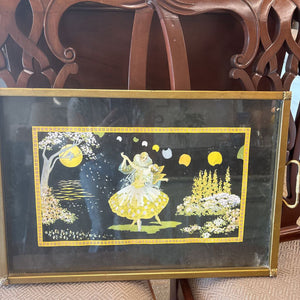 Vintage Art Deco Framed Tray titled "A Love Melody" by British Artist Marion Crowe