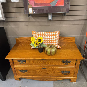 Solid Oak Low Dresser/Bench w 2 Drawers