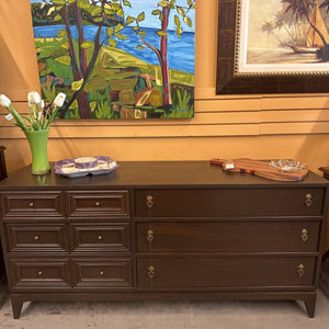 Solid Maple MCM 6 Drawer Long Dresser