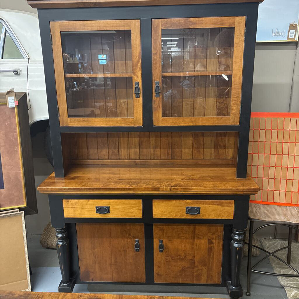 Mennonite Arts & Crafts Style Maple w Black Finish 2-Piece Hutch - Ruttle Brothers