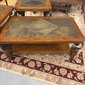 Wood Coffee Table w Stone Top