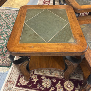 Wood End Table w Stone Top