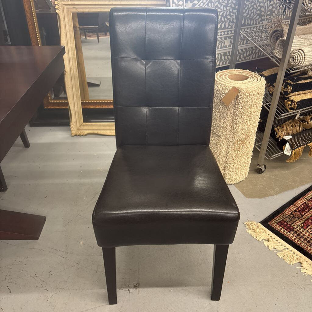Set of 6 Faux Leather Espresso Parson Chairs