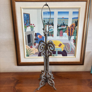 Rustic Scroll Work Metal Table Lamp (No Shade/No Finial)