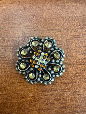 Antique Style Filigree Flower Brooch