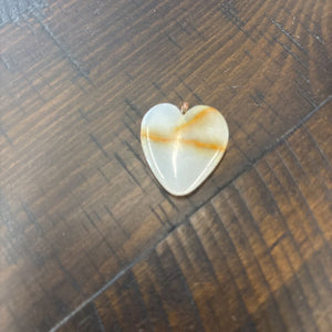 Polished White Agate Heart Pendant