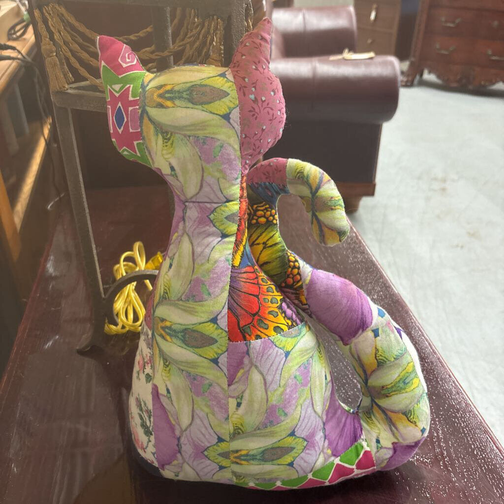 Vibrant Floral Cat Shaped Plushy