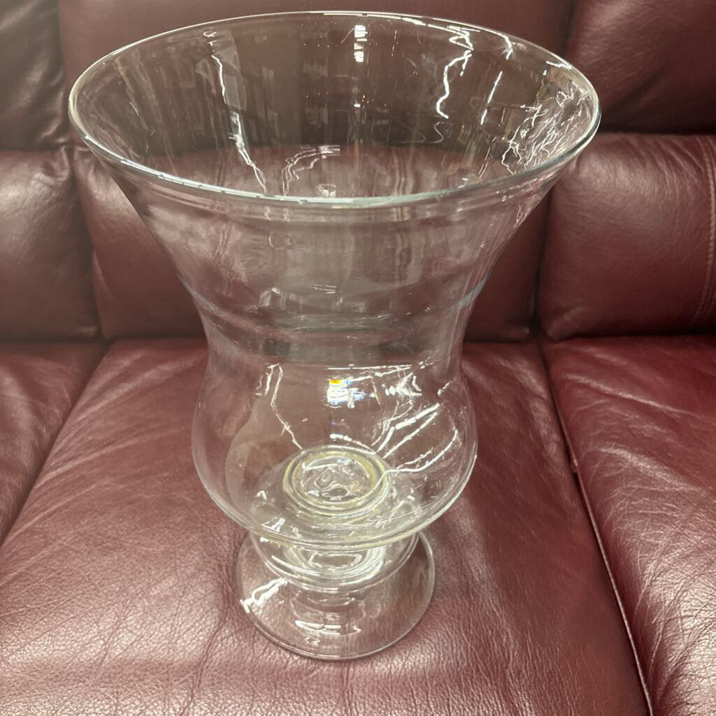 Clear Glass Footed Vase w a Wide Flared Rim