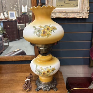 Antique 'Gone w The Wind' (Sunflowers) Hurricane Table Lamp
