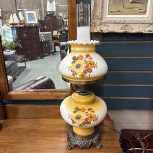 Antique 'Gone w The Wind' (Autumn Flowers) Hurricane Table Lamp