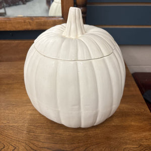 Ceramic Cream Pumpkin Lidded Bowl
