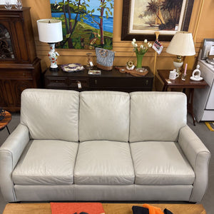 Lyons Light Grey Leather 3 Seater Sofa