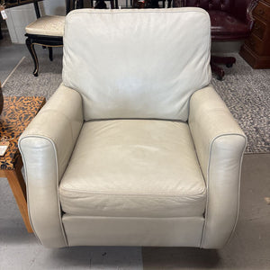 Lyons Light Grey Leather Arm Chair