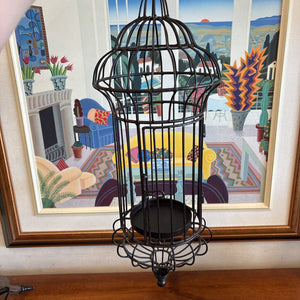 Black Metal Cage Style Candle Holder