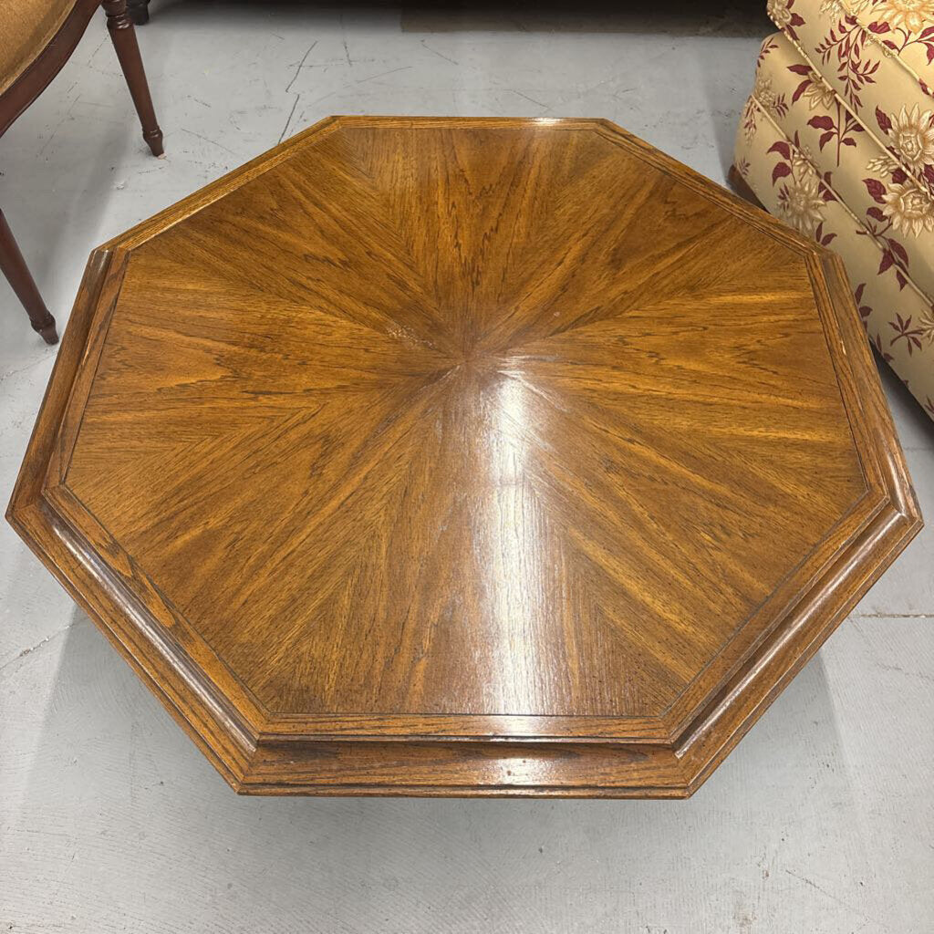 Oak Veneer Hexagon Coffee Table