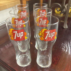 Set of 6 Vintage 7UP Drinking Glasses