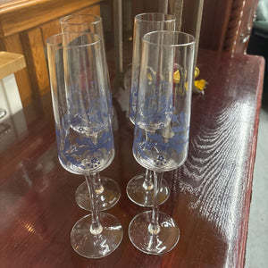 Set of 4 Spode Blue Italian Champagne Flute