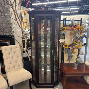 Contemporary Mahogany Corner Curio Cabinet