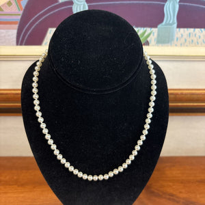 Genuine Pearl Necklace w Clasp - Same Size Pearls