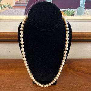 Genuine Pearl Necklace w Silver Tone Clasp