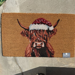 Highland Cow Christmas Doormat 83624