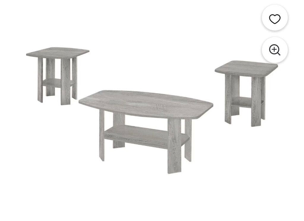 3 Pc Table Set - Industrial Grey - Coffee and 2 Side Tables