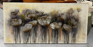 Reflective Flowers Art Print - Silver & Purples