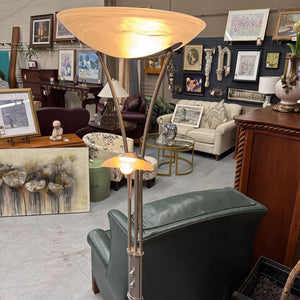 Brushed Silver Floor Lamp w Adjustable Reading Light
