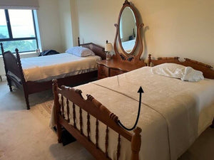 Antique Light Maple Single Bed Frame HB FB Rails Slats