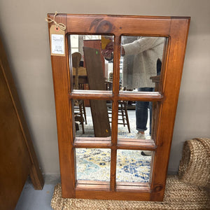 Pine Window Pane Mirror