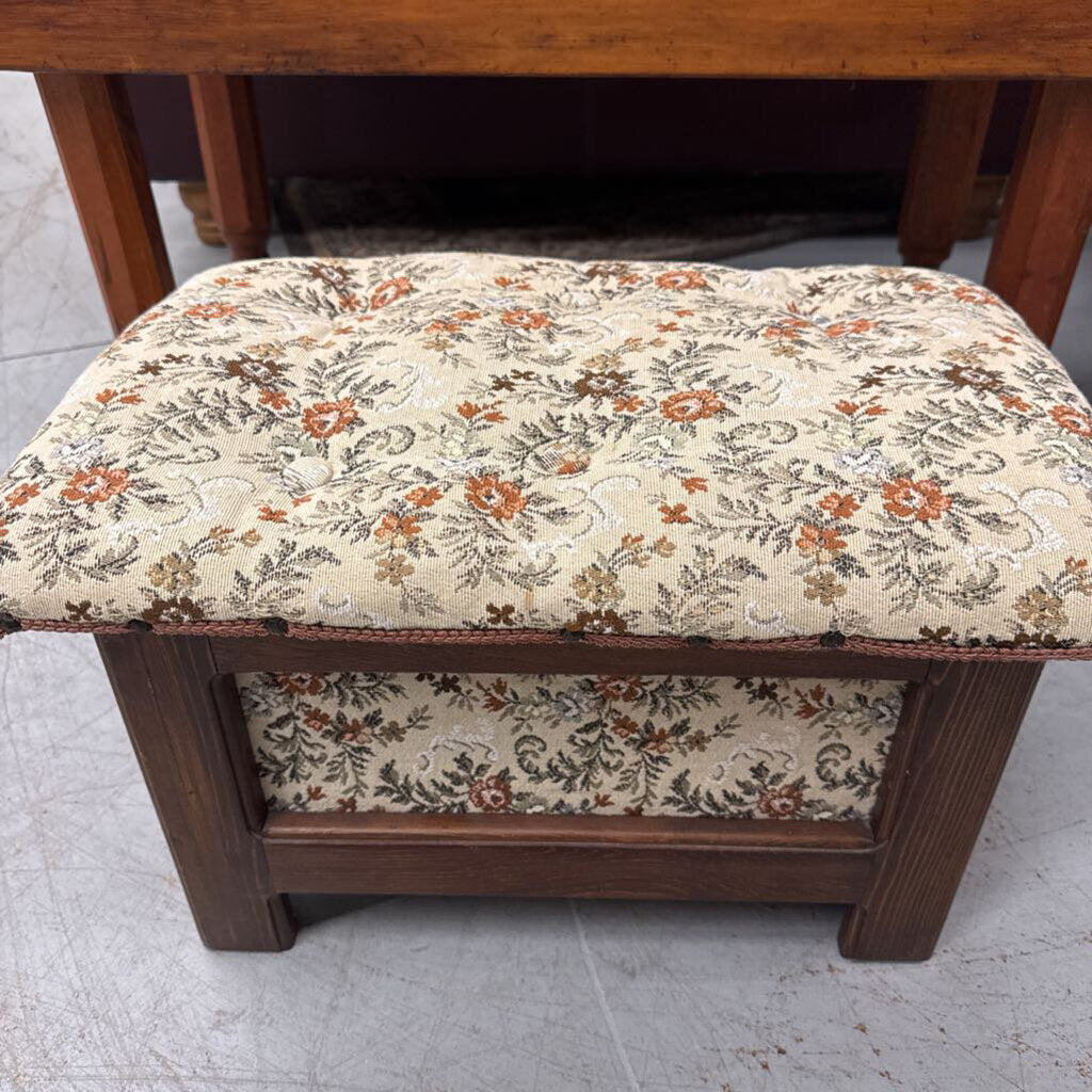 Fabric Covered Foot Stool w Wood Base