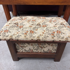 Fabric Covered Foot Stool w Wood Base