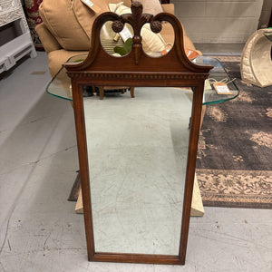 Antique Chippendale-Style Wooden Mirror w Carved Scroll & Finial Pediment
