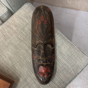 Vintage Hand-Carved & Painted Wooden Wall Mask