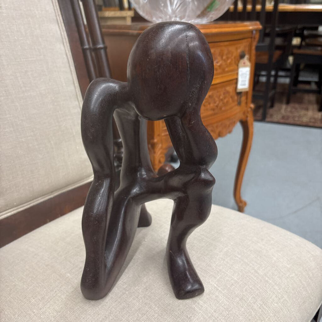 African Sitting Man Wooden Sculpture