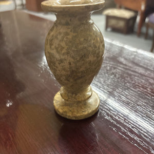 Hand-Carved Natural Stone Vase - Taupe & Grey