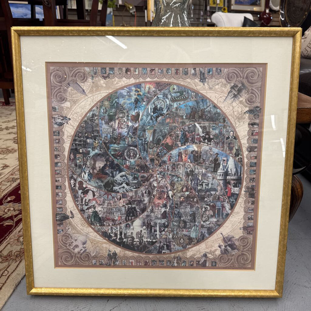 "The Millennium Time Tapestry" Print in Gold Frame