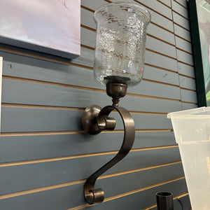 Bronze Metal Glass Wall Candle Sconce PAIR