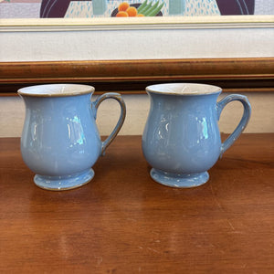 PAIR of Vintage Denby Castille Blue Coffee Mugs- Made in England