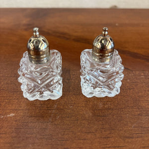 Vintage F.B Rogers Cut Glass Salt & Pepper Shaker Set