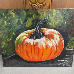LOCAL ARTIST - Judy Herrington - 'Pumpkin in the Woods' Acrylic on Canvas