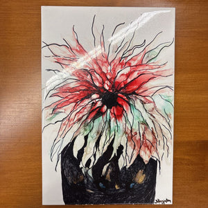LOCAL ARTIST - Judy Herrington - 'Poinsetta 1' - Ink on Tile