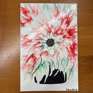 LOCAL ARTIST - Judy Herrington - 'Poinsetta 2' - Ink on Tile