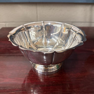 Silver Plated Copper Footed Bowl w Scalloped Edge