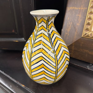 Yellow & Navy Chevron Striped Vase - India