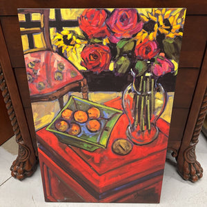 Bright Floral Still Life Canvas on Board Repro. by Dougall