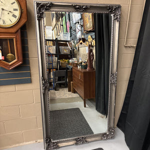 Large Hall Mirror w Ornate Silver Frame