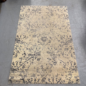 PIER 1 IMPORTS Cream w Blue Distressed Detailed Traditional Hall Rug
