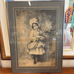 Framed Antique " Pussy Willows" Picture in Modern Frame